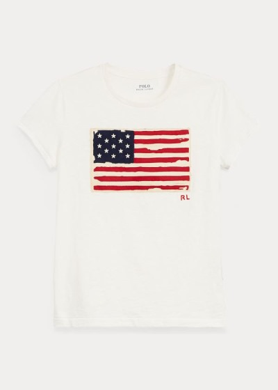 T Shirt Polo Ralph Lauren Flag Jersey Graphic Mulher 82630-KFEI